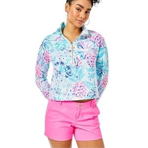 Lilly Pulitzer Skipper Cropped Popover In Zanzibar Blue Party Princess L